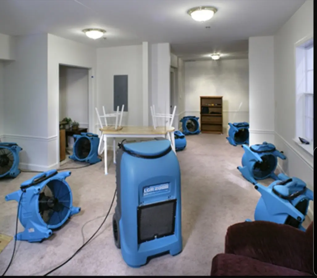Air movers and dehumidifier setup for Water Extraction & Removal in Belvedere